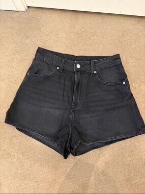 & Denim Black High-Rise Denim Shorts
